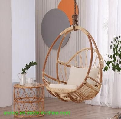 Leisure Nordic Style Bird&prime; S Nest Indoor Swing Hanging Chair Original Rattan Real Rattan Hanging Basket Rattan Chair Balcony Terrace