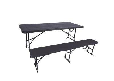 6FT Fold in Half Table with Stitches Lock/Wooden Design PE Rental Table Folding Portable Table