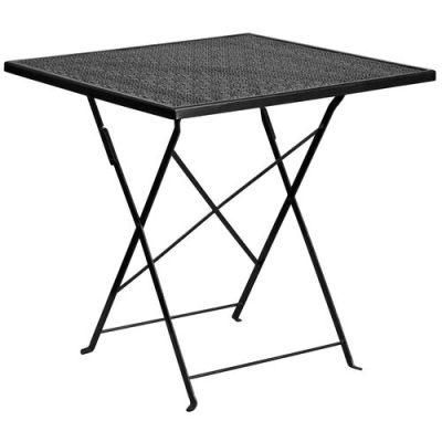 Grade 28inch Square Black Indoor Outdoor Coffee Tea Steel Folding Patio Side Table