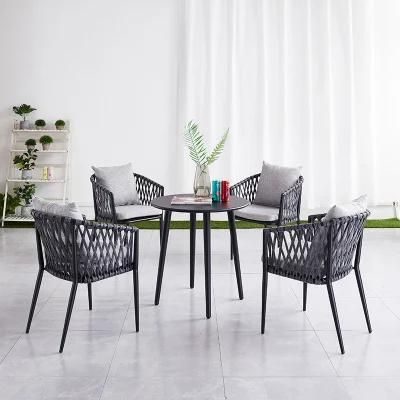 Fashion Aluminium Carcass Rattan Mini Garden Table Chair Set Outdoor Furniture