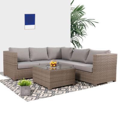 Modern PE Wicker Outdoor Villa Garden Sofa Backyard Rattan Garden Sofa Set