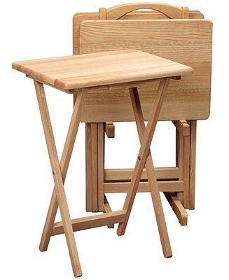 Wood Natural Snack Table Set