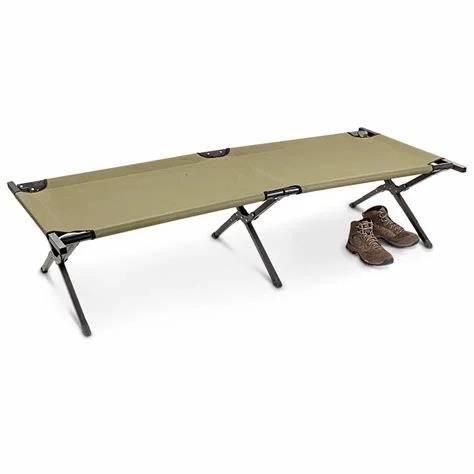 Stability Metal Frame Folding Camping Bed, Army Green Outdoor Cot with Carry Bag, Folding Cot for Camping