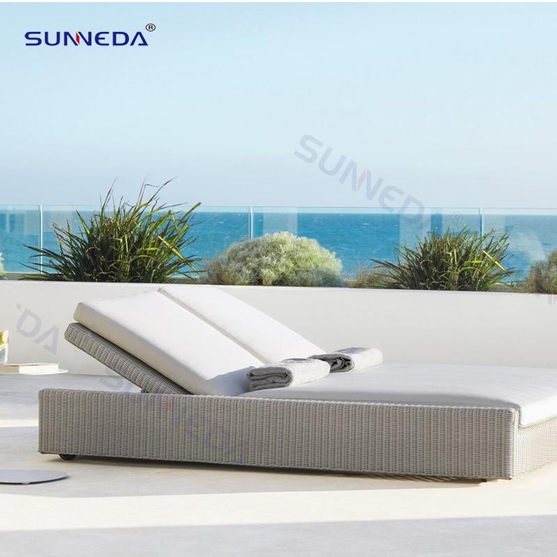 Hot Sale Commercial Patio Beach Pool Double Lounger Outdoor Furniture Set
