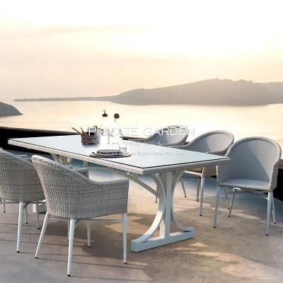Modern Garden Furniture Outdoor Rattan Dining Set Table and Sling Chair