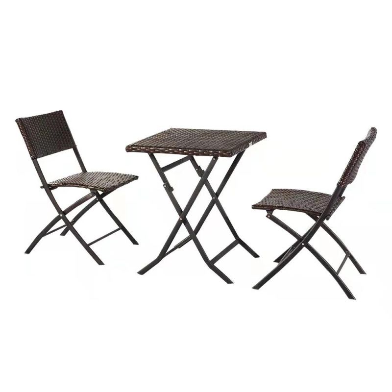 Outdoor Garden Hotel General Folding Rattan Folding Table and Chair Complete Set of Furniture