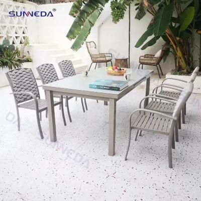 Outdoor Balcony Table Set with Waterproof Back Cushion Chair