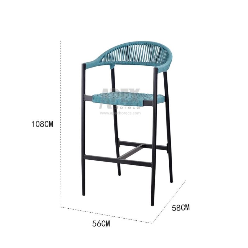 Outdoor Furniture Garden Bar Stool Modern Aluminum Rope Chair Wholesale