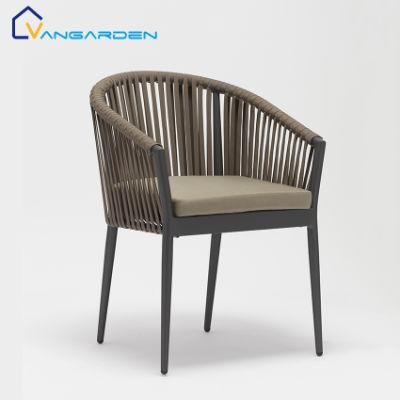 Portable Function Lightweight Aluminum Rope Chairs with Arms and Cushion