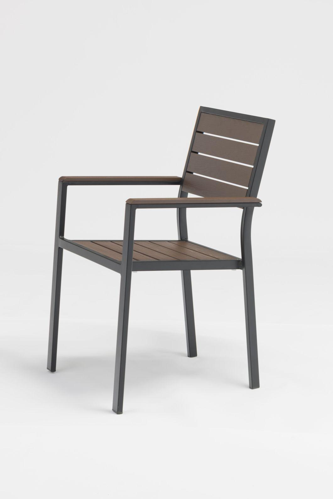 Chinese Aluminum Garden Chair Wood Grain Poly Wood