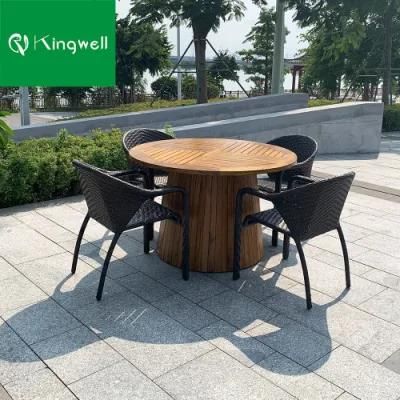 Patio Used 4 Seater Dining Table and Chair Set Outdoor Wooden Furniture for Restaurant
