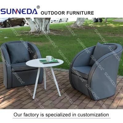 Simple Modern Garden Furniture Single Sofa Set with Tea Table Comfortable Sofa with Cushion