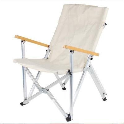 Outdoor Folding Aluminum Alloy with Solid Wood Armrest Portable Lounge Beach Chair