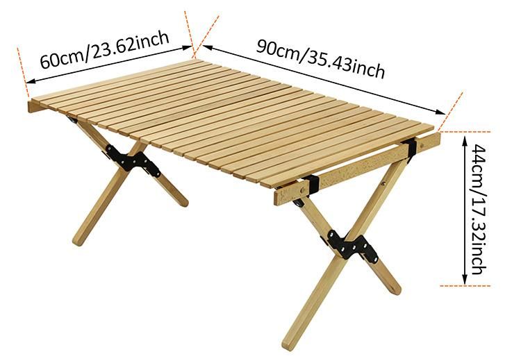 Outdoor Portable Wooden Table Folding Picnic Table Camping Wood Egg Roll Table