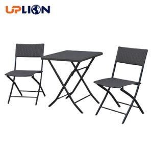 Uplion Outdoor 3PCS Rattan Folding Chair Table Garden Furniture Balcony Patio Bistro Wicker Dining Set