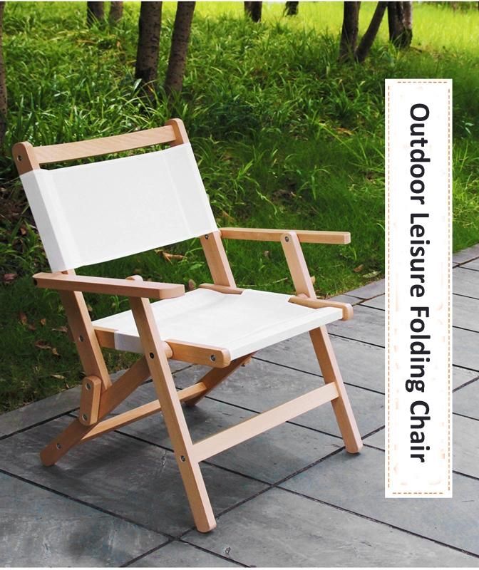 Wooden Outdoor with Polyester Fabric Folding Beach Chair