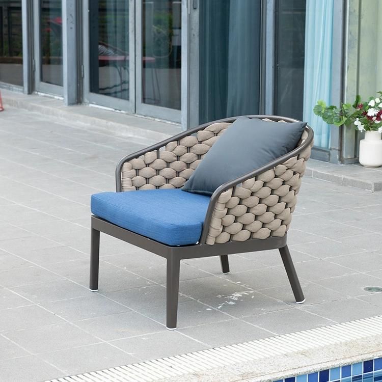 4 PCS Modern and Upscale Wide Rope Garden Sofa Dining Set Outdoor Furniture
