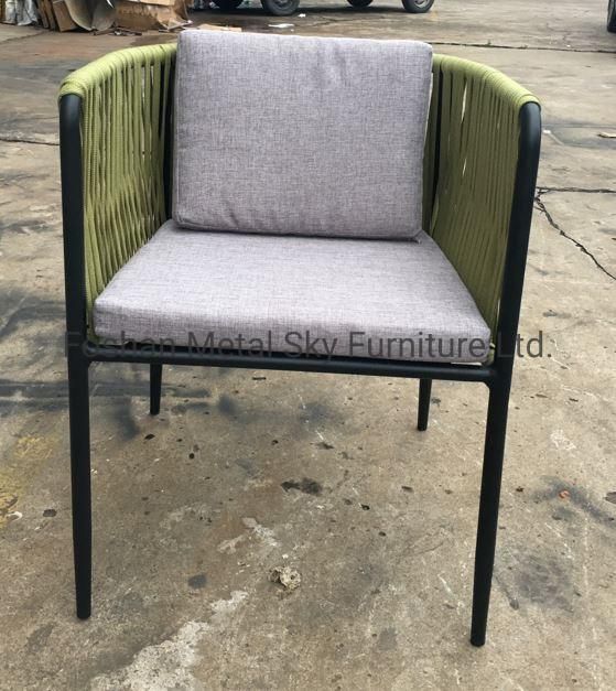 Outdoor Aluminum Wooden Garden Hotel Patio Rattan Rope Dining Chair
