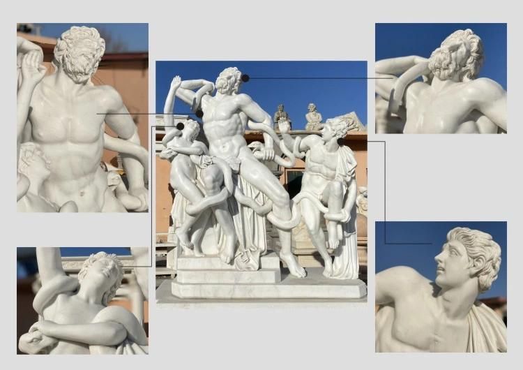 Garden Decoration Large White Marble Gazebo with Lady Sculptures