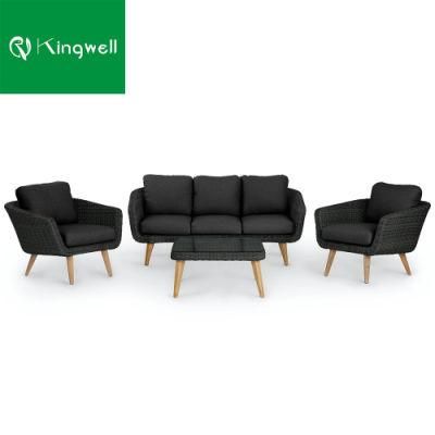 stylish comfortable garden sets furniture outdoor rattan sofa with glass table top coffee table
