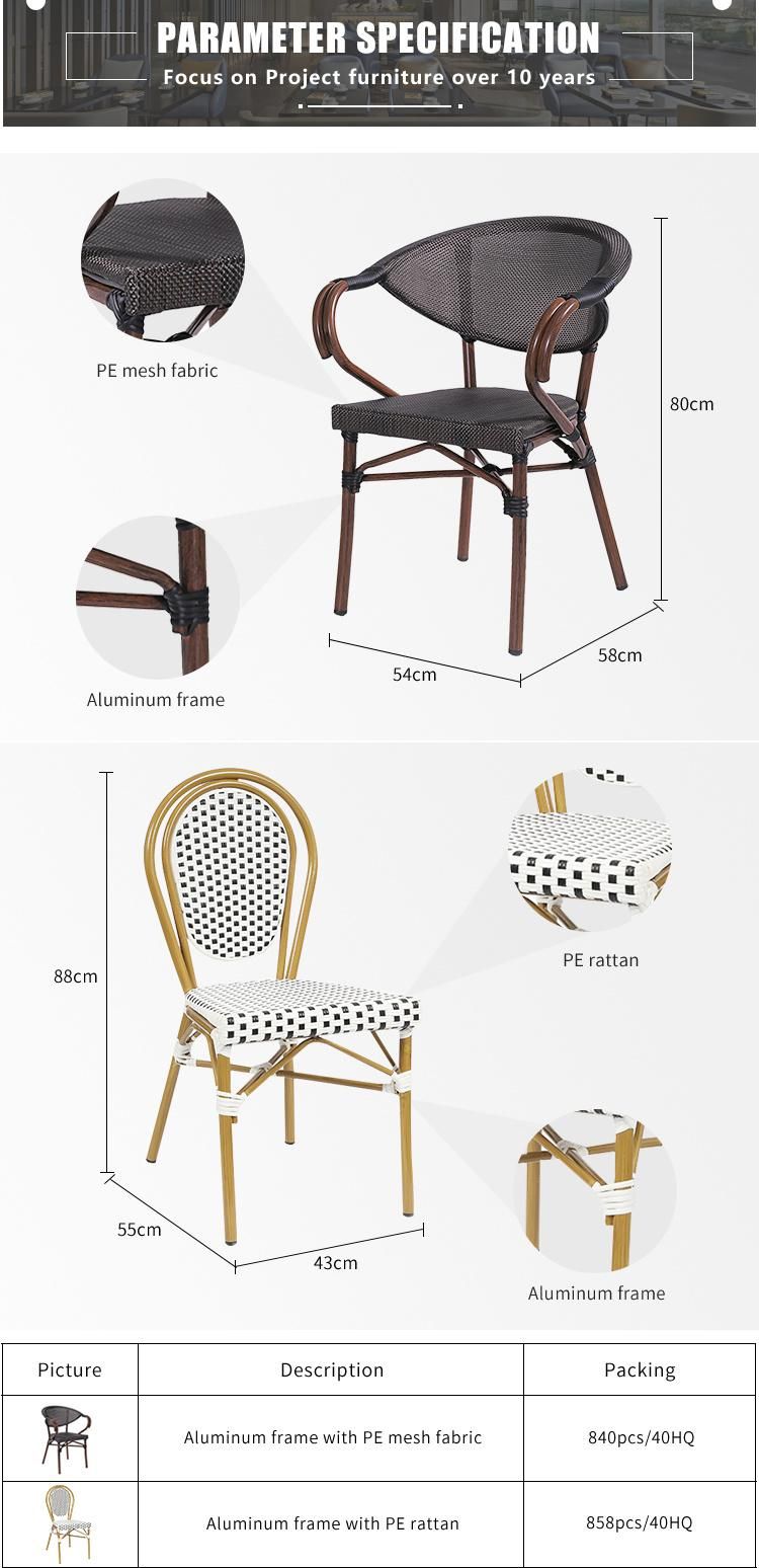 (SP-OC358) Modern Popular PE Rattan Stackable White Aluminium Chair for Garden/Dining