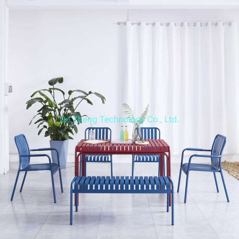 Metal Frame Garden Chair Stacking Aluminum Dining Meeting Chair Restaurant Bench