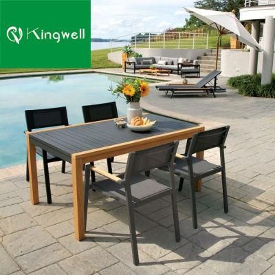 Cozy Patio Rest Teak Table and Teak Handrails Chair Set Outdoor Garden Furniture