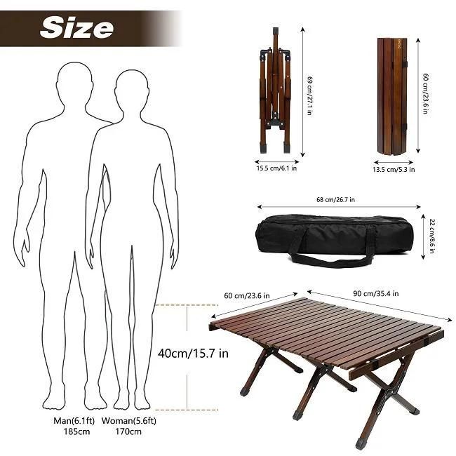 2022 Great Price Sturdy Solid Material Natural Wood Camping Table