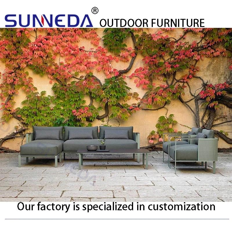 Hot-Selling Patio Outdoor Aluminum Meshed Frame Sofa with Cushion