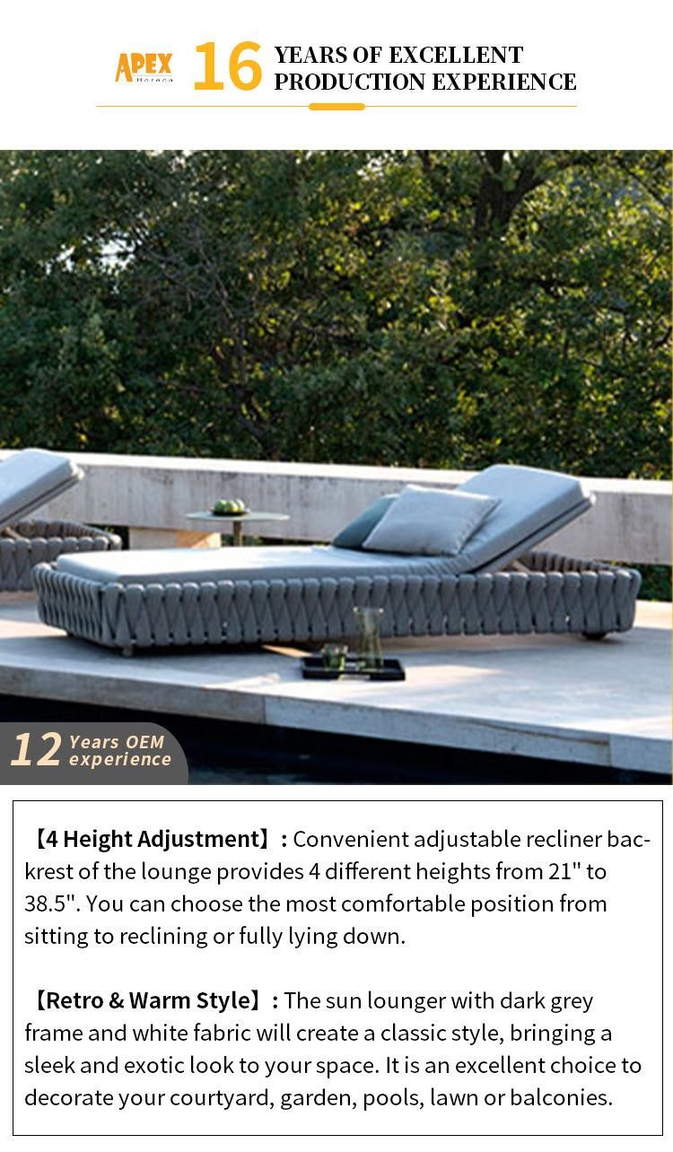 Outdoor Aluminum Frame Beach Pool Bed Sunbed Sun Lounger