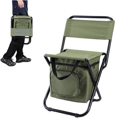 Compact Fishing Stool Foldable Outdoor Beach Camping Chair with Cooler Bag