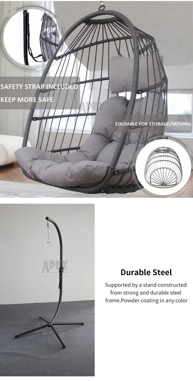 New Design Home Hotel Furniture Outdoor Garden Patio Folding Hanging Rattan Wicker Egg Hammock Swing Chair