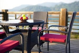Wicker Round Table with Four Dining Chairs Outdoor Rattan Furniture
