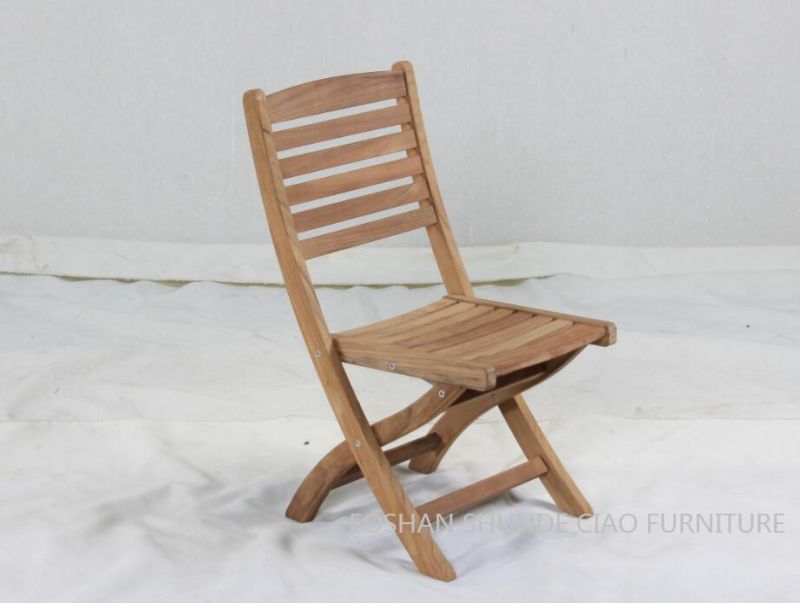 Space Saving Leisure Teakwood Material Folding Side Chair Outdoor Furniture