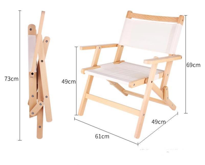 Adjustable Custom Garden Solid Wood Beech Outdoor Folding Camping Chair