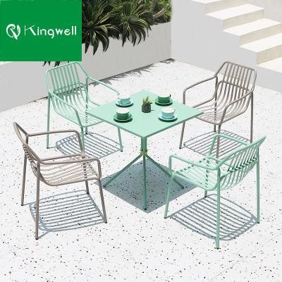 Metal Bistro Table Set with Colorful Aluminum Chair for Garden