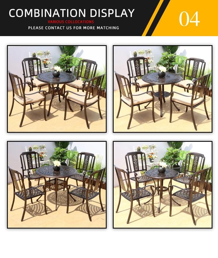 Outdoor Cast Aluminum Dining Table Garden Table and Chair