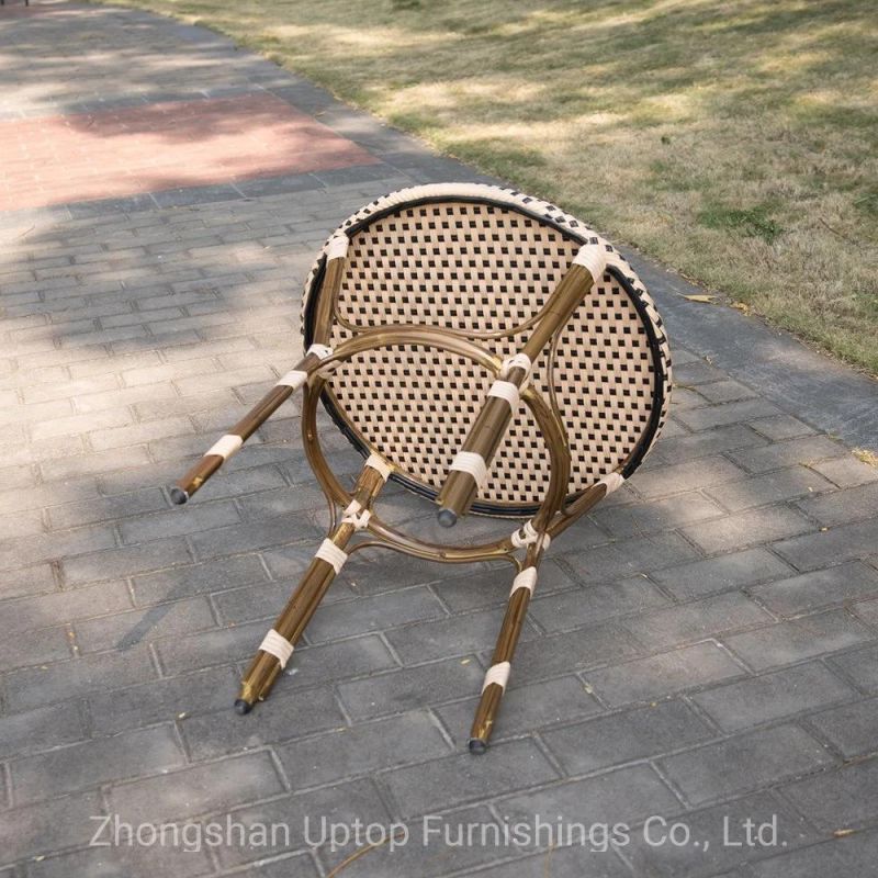 (SP-AT410) Restaurant Dining Outdoor Plastic Rattan Table with Glass Top