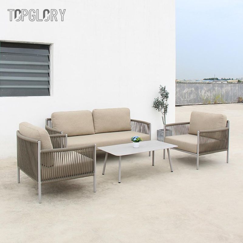 Excellent Quality Rope Structure Aluminum Modular Outdoor Garden Furniture Sofa