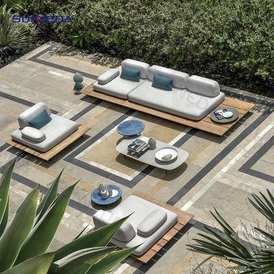 Outdoor Patio Aluminum Garden Furniture Leisure Teak Wood Sofa