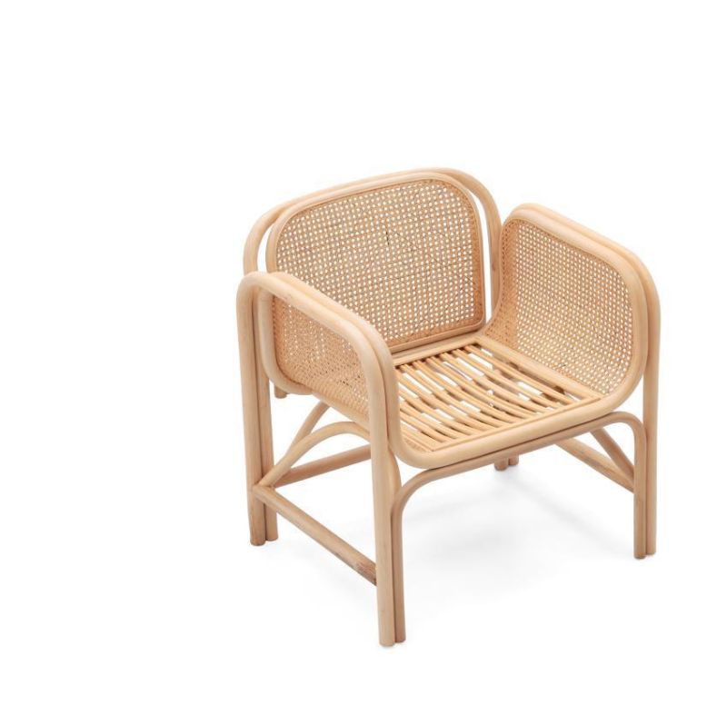 Commercial Grade Natural Cane Armchair Wood Frame Rattan Back Hotel Cafe Restaurant Recliner Rattan Chair