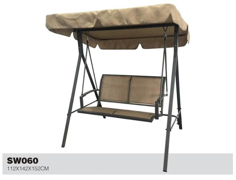 Double Seat Textilene Swing Chair with Polyester Canopy