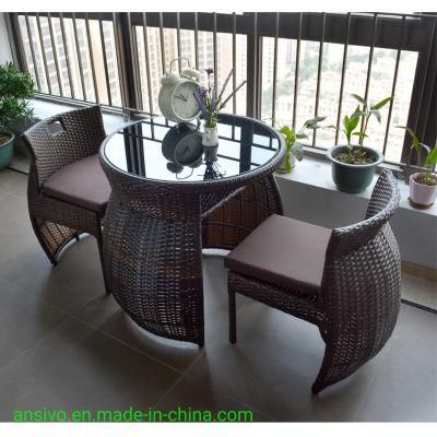 Modern Garden Rattan Bar Table Sets Patio Furniture Rattan Chair and Table in Garden Sets