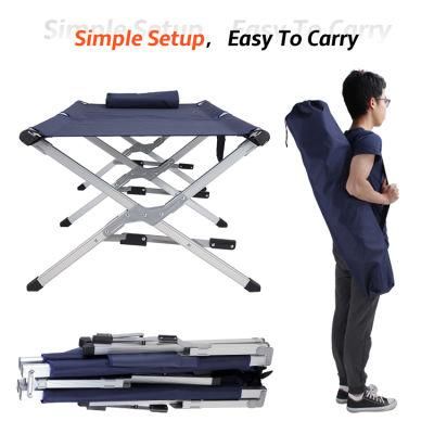 Comfortable Portable Single Folding Bed Sleeping Aluminum and Steel Alloy Camp Bed