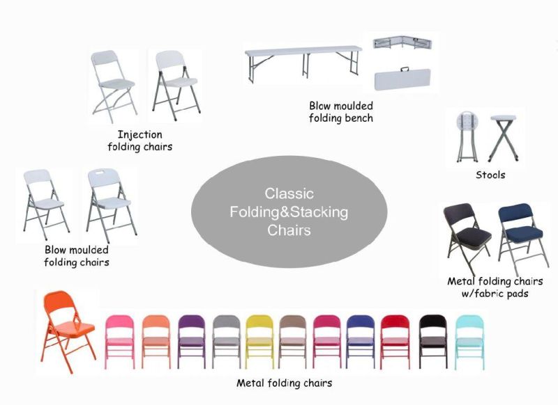 Beige Fold up Stackable Folding Metal Outdoor Chairs for Events Wedding