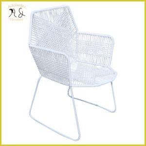 Modern Outdoor Restaurant Metal Round Rattan Dining Leisure Armchair