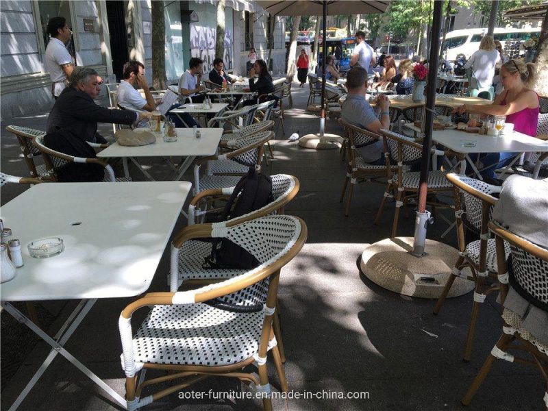 Factory Supply French Style Stackable Cafe Bar Outdoor Restaurant Rattan Garden Furniture