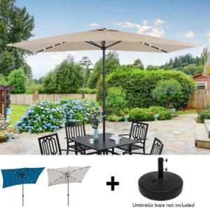 Square 3m Parasol with LED Solar Canopy Sun Shade Patio Umbrella Light
