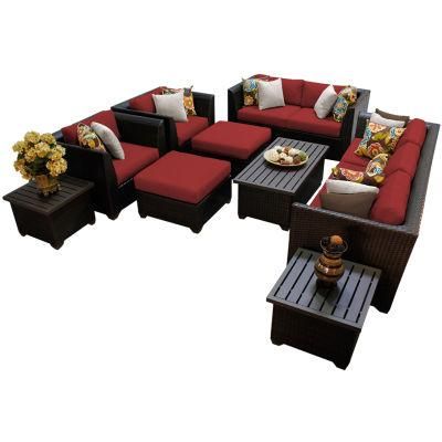 Outdoor Garden Furniture Dark Rattan Dining Sectional Sofa and Table Set