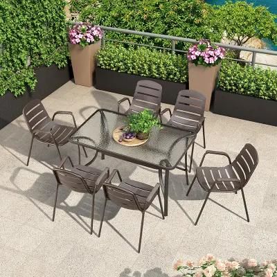 Leisure Plastic Iron Back Dining Table Chair